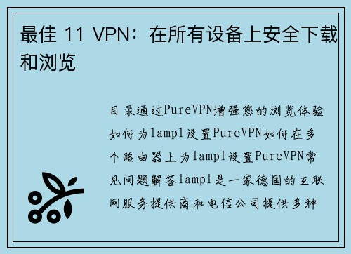 最佳 11 VPN：在所有设备上安全下载和浏览